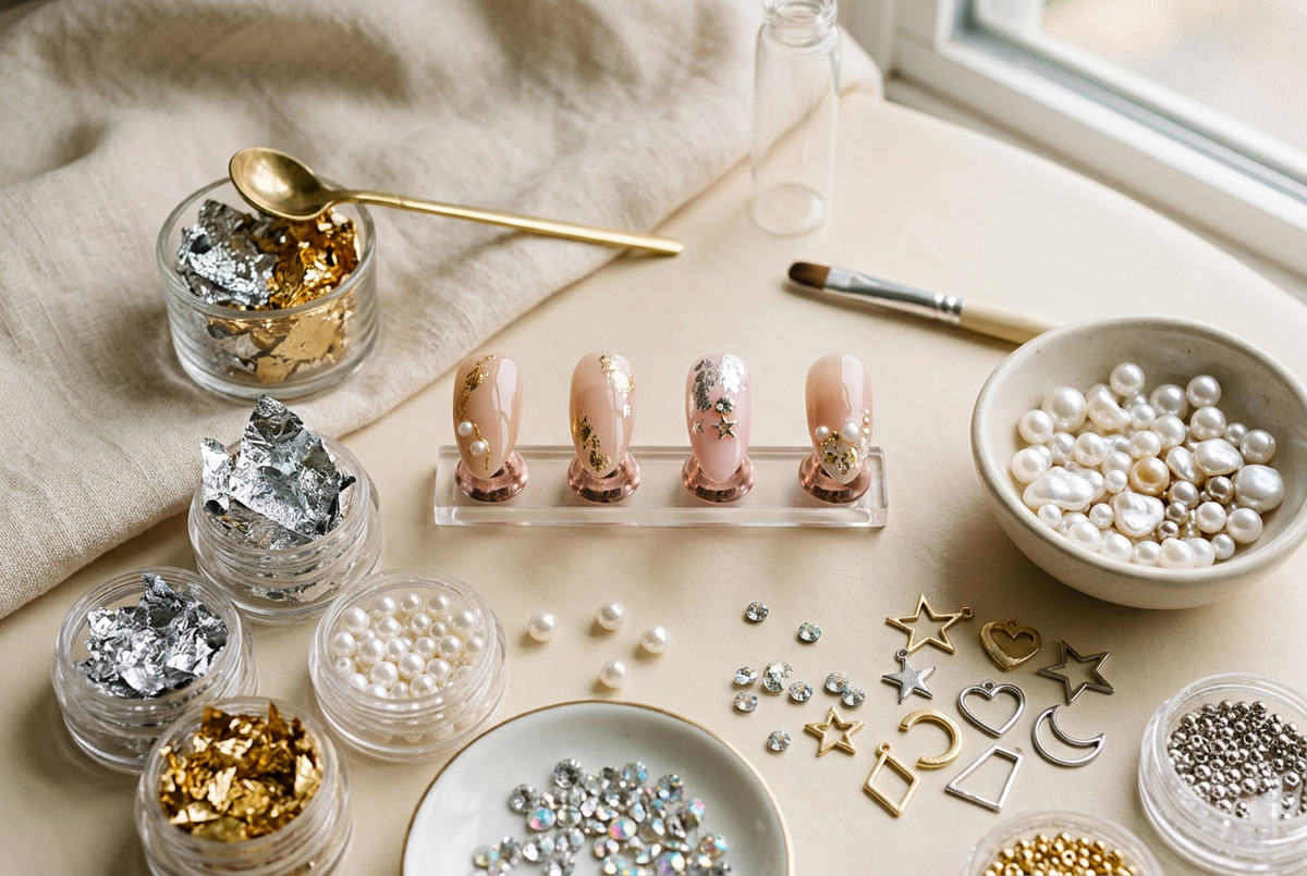 Nail Foils and Charms Add Easy Detail to Nail Designs