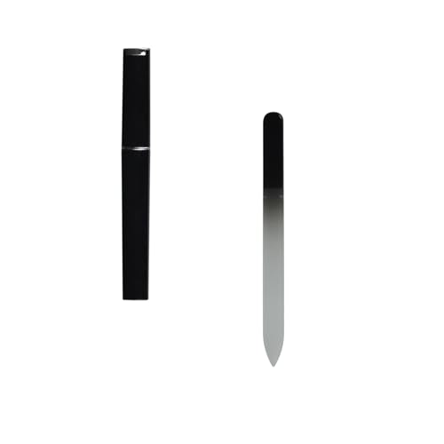 Glass Nail File, with Case, Nail Files for Natural Nails, Double-Sided Etched Gentle Nail Care, Women or Adults, Unique Gifts,1 Piece,Black,0.12x0.39x5.5 in - color: Black