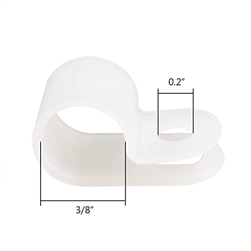 Cable Clamp R-Type Cable Clip Wire Clamp 3/8" Nylon Screw Mounting Cord Fastener Clips with Screws for Wire Management - White - 50 Pcs - size: 3/8" White