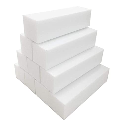 BlingKingdom 10 PCS White Nail Buffer Blocks, 4-Sided Nail Files