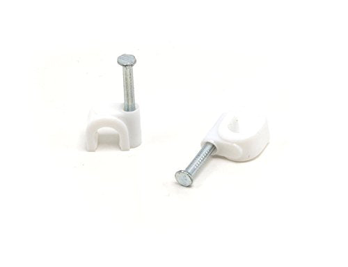 THE CIMPLE CO Single Coaxial Cable Clips 1/4 in - Indoor/Outdoor Cable Fasteners for Coax, Ethernet, CAT, Wires, and Tubing - Wire Clips with Nails 1/4 Inch (6mm) - 100 PCS, White - size: 100 Pack