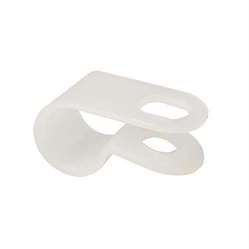 Cable Clamp R-Type Cable Clip Wire Clamp 5/16" Nylon Screw Mounting Cord Fastener Clips with Screws for Wire Management - White - 50 Pcs - size: 5/16" White