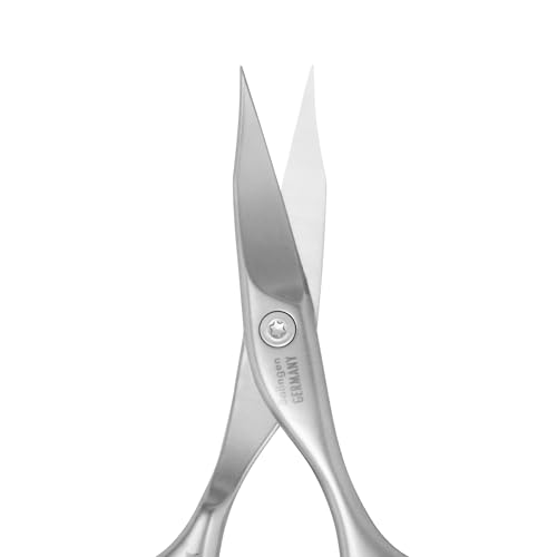 GERMANIKURE Curved Nail & Cuticle Scissors, Solingen Germany, Leather Case - style: Leather Sleeve