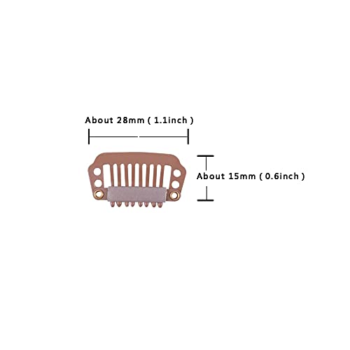 YANTAISIYU 24 Count 28mm Metal Hair Clips with Rubber Snap Clips, Light Brown - 24 pcs/lot, Invisible and Tight Grip for Wig Hairpiece Hair Extension and DIY Use - color: Light Brown, style: 28mm