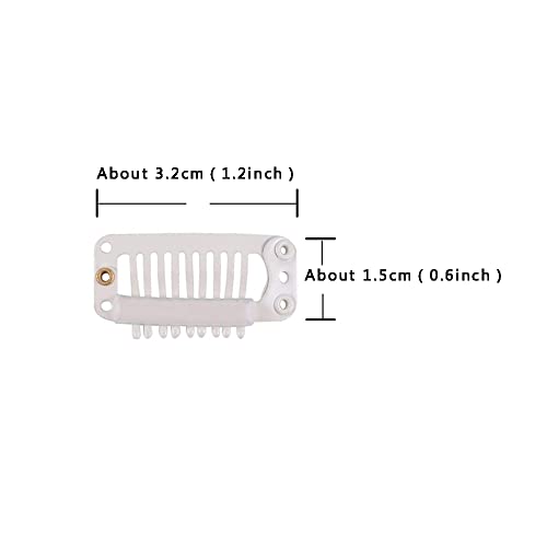 YANTAISIYU 24 Pcs 32mm 9-Teeth Hair Extensions Snap Wig Clips Comb Metal Hair Clips for Wigs & Hairpiece Accessories (Blonde) - color: Blonde, style: 32mm 24pcs