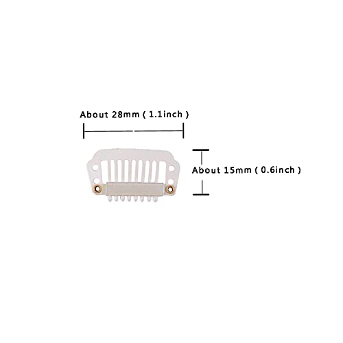 24 pcs/lot 28mm 8-teeth Metal Hair Extension Clips with Rubber Snap Closures for Hairpieces (Blonde) - color: Blonde, style: 28mm