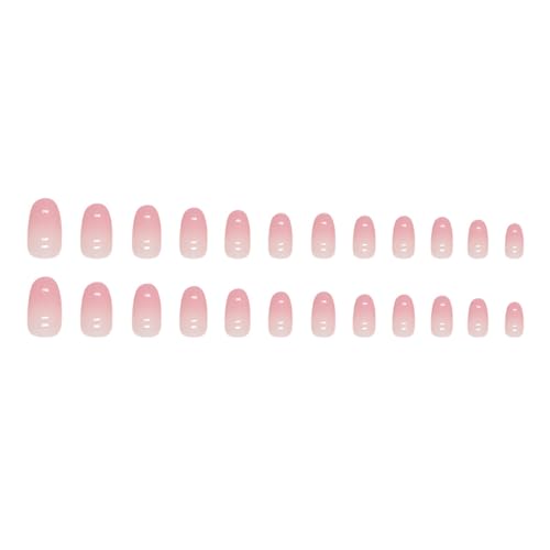 RTKHFZE Press on Nails Short French Tip Oval Fake Nails Pink to Blush Full Cover Nails Glossy Ombre Acrylic Nails 24Pcs Almond Stick on Nails for Women Nail Decorations - color: Nails Pink Short 1