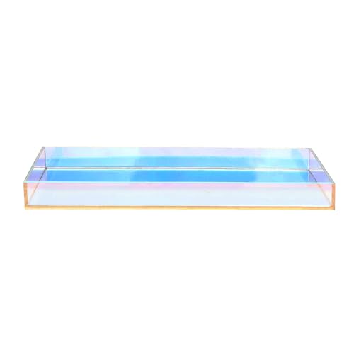 ROYALITA Iridescent Acrylic Vanity Tray, Small Acrylic Trays Spill Proof - size: 10" x 5" x 1"
