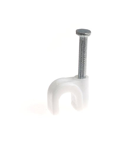 THE CIMPLE CO Single Coaxial Cable Clips 1/4 in - Indoor/Outdoor Cable Fasteners for Coax, Ethernet, CAT, Wires, and Tubing - Wire Clips with Nails 1/4 Inch (6mm) - 100 PCS, White - size: 100 Pack