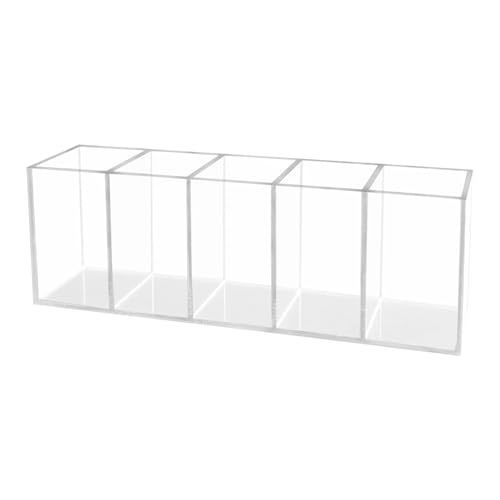 HSYMQ Acrylic Clear Pen Holder 5 Compartments Pencil Holder