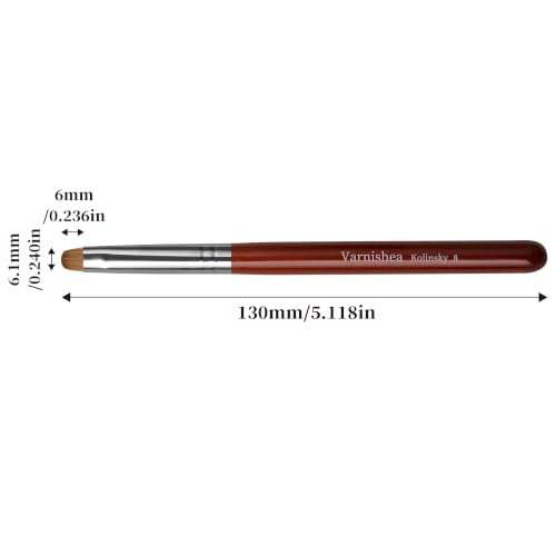Kolinsky French Tip Nail Art Brush Solid Wood Handle Smooth Bristles for Precise Manicure Clean Up Professional Salon & Home DIY Manicure Tool Professional Nail Brush - Size 8, 1.0 Count