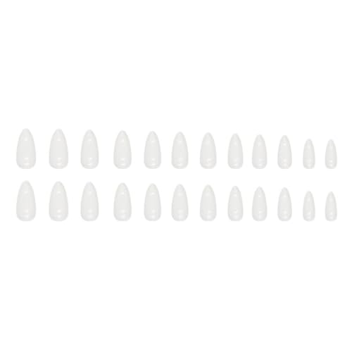 CTTHNBD Press on Nails Almond - Medium Fake Nails with Aurora Design - White Full Cover Stick on False Nails - for Women 24 Pcs - color: Aurora White