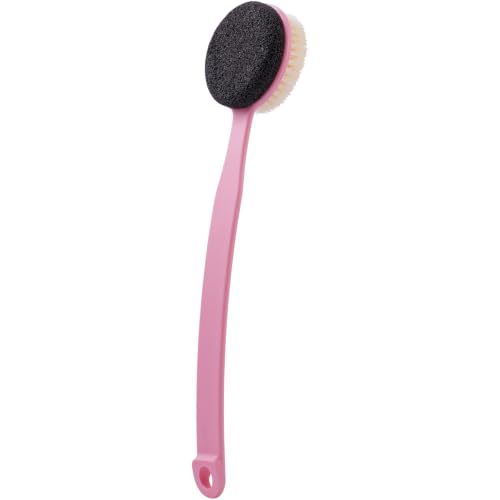 Pumice Stone Brush for Feet with 13.7" Long Handle, 2-in-1 Shower Foot Scrubber Callus Remover Pedicure Tool, Dead Skin Remover, Back Scrubber Body Brush for Shower Deep Cleansing, Pink - color: Pink Pumice