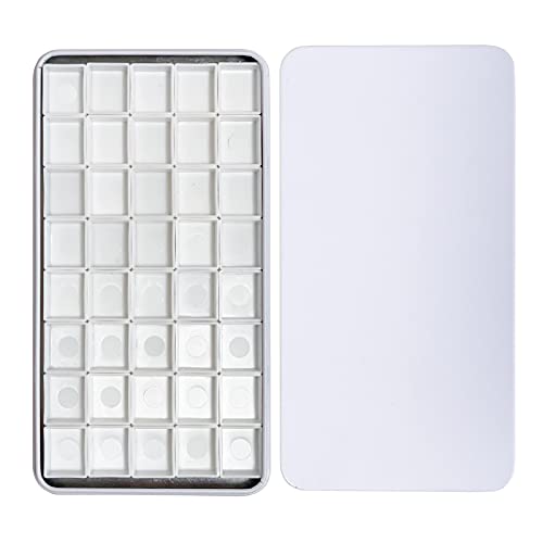 FCLUB Magnetic Watercolor Palette Case with 40 Empty Half Pans and Magnets - color: White, size: 6.7" x 6.7" x 0.6"