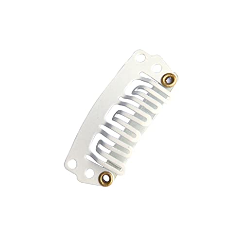 YANTAISIYU 24 pcs/lot 28mm 6-Teeth Metal Clips with Rubber U-Shape Snap Clips for Hair Extension Hairpiece (28mm Blonde) - color: Blonde, style: 28mm 24pcs U-shape