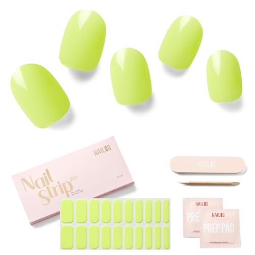 NAILOG Semi Cured Gel Nail Strips Lime Green Gel Nail Stickers - Lime Bomb - color: Lime Bomb