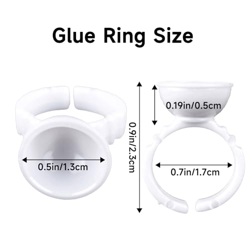 G2PLUS 100PCS Disposable Plastic Nail Art Tattoo Glue Rings Holder, Eyelash Extension Rings, Adhesive Pigment Holders Finger Hand Beauty Tools (White) - color: White