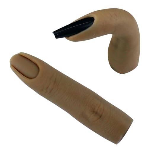Silicone Fake Finger to Practice Fake Nails, Bendable Nail Practice Fingers Hand, Silicone Practice Fingers for Acrylic Nails,Life Size Nail Training Finger for DIY Nails(Color 2) - color: 2# Silicone Finger