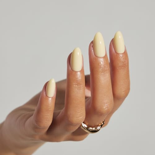 LAMIMOSA 32Pcs Butter Yellow Press On Nails Short Almond, BUTTERCUP - color: BUTTERCUP