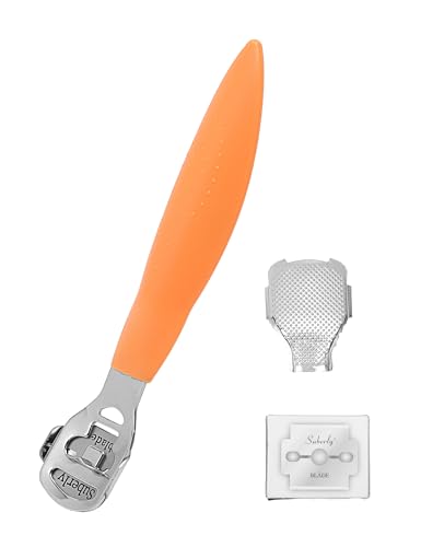 Callus Shaver Remover Stainless Steel Callus Trimmers Hard Skin Dry Skin Remover Calluses Planer Pedicure Foot File Tool - color: Orange