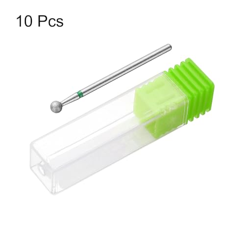 HARFINGTON 10pcs 100-120 Grits Diamond Grinding Bit 4mm Ball Head 2.35mm Shank 4mm Length Stone Sanding Drill Bits Rotary Tool for Ceramic Glass Nails Grinding Polishing - color: Green, size: 4mm