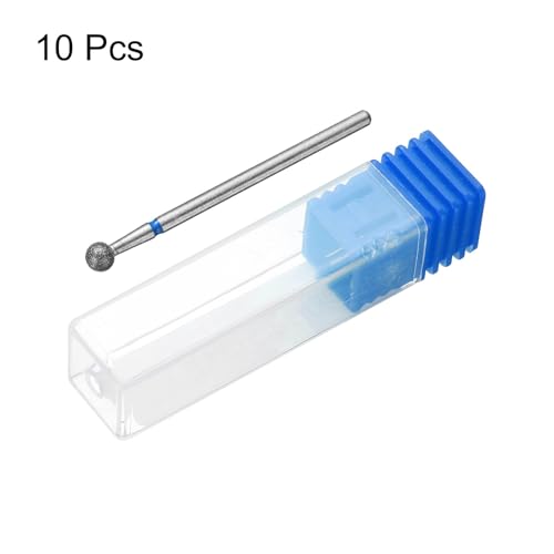 HARFINGTON 10pcs 120-140 Grits Diamond Grinding Bit 4mm Ball Head 2.35mm Shank 4mm Length Stone Sanding Drill Bits Rotary Tool for Ceramic Glass Nails Grinding Polishing - color: Blue, size: 4mm