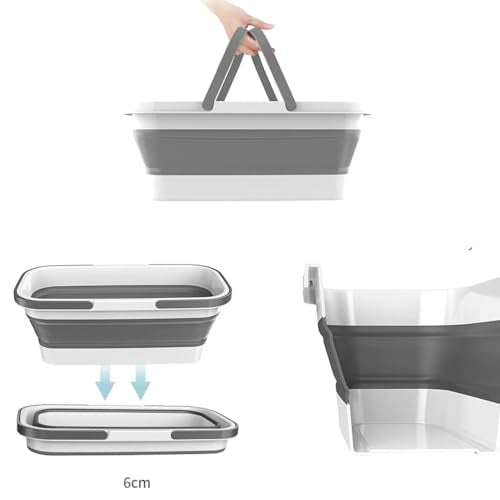 Collapsible Foot Soaking Tub with Handle Foot Bath Soak Tub For Feet Spa - color: Gray