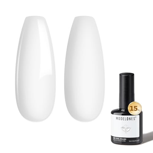 modelones White Gel Nail Polish Soak Off UV/LED Gel Polish 15ML - color: A0-Milky White Solid