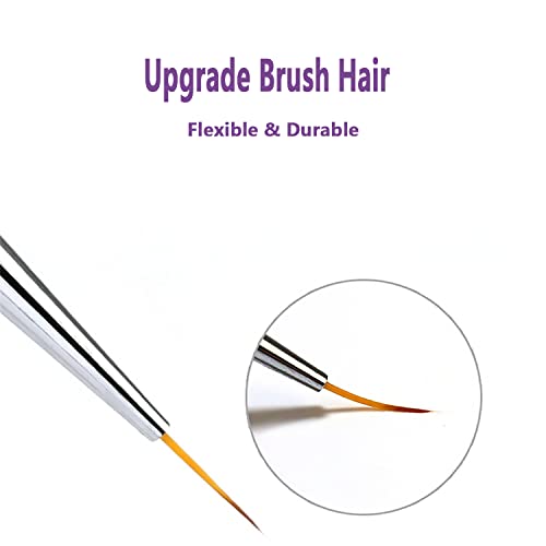 WOKOTO 6PCS Purple Nail Liner Brush For Nails Fine Line Nail Art Brushes 5mm 7mm 9mm 11mm 13mm 19mm Nail Polish Detail Brushes Painting Pens Gel Liner Brushes For Nail Art Detail Painting Brush