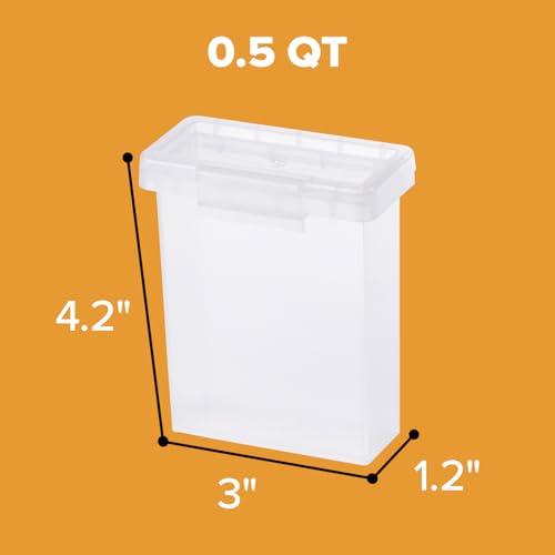 Bostitch Konnect Storage Containers with Lids, Office Organizer, Clear Plastic Box, Stackable for Crayons, Q-tips, Office Supplies, Labels, 0.5 Qt, 2 Pack - size: 0.5 Qt 2 Pack