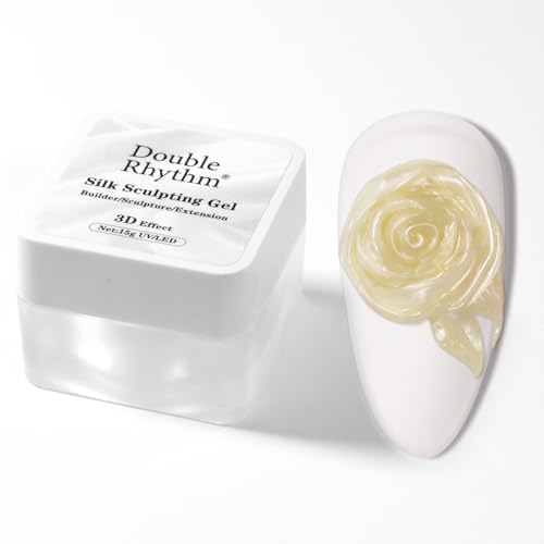 Double Rhythm 3D Nail Gel Pearl Solid Sculpting for Nail Art Non-Sticky Hard for Building Carving Molding Extension Soak Off UV/LED Nail Art Salon Home DIY 0.5 Oz (Yellow-Silk 07) - color: Yellow