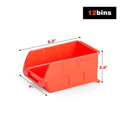 Ultrawall Wall Mounted Storage Bins, Plastic Hanging Storage Organizer Bins - color: Orange