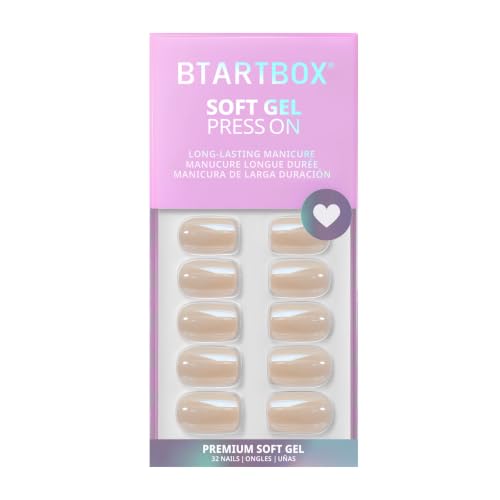 BTArtbox Press On Nails, Brown Short Square Fake Nails, 32Pcs Full Kit - color: A1-Cream Soda