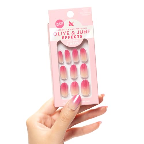Olive & June Effects Super Stick Press-On Nails, Pink Chrome Gradient - color: Pink Chrome Gradient (Pack of 1)