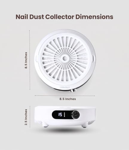 Nail Dust Collector, Cordless, Low Noise with LED Display, White