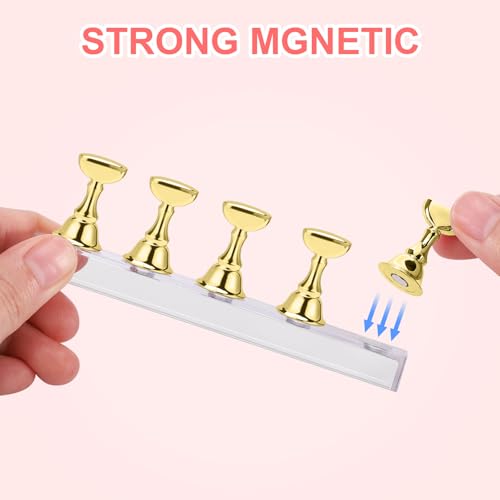 Nail Stand Magnetic Nail Holder for Painting Nails Nail Stands for Press-On - color: Gold