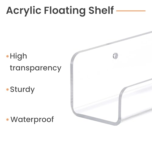 upsimples 6 Pcs 12" Clear Acrylic Shelves, Small Shelf for Wall Display