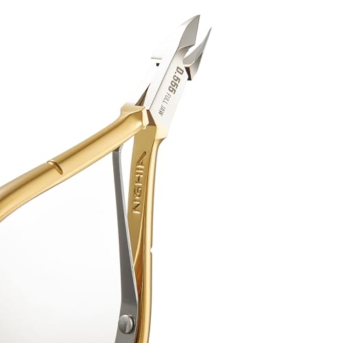 Hard Steel Cuticle Nipper D-555 - Kem Nghia - color: Gold - 1 Spring