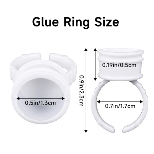 G2PLUS Glue Rings for Eyelash Extensions, 100pcs Disposable Lash Rings for Pigment, White Eyelash Glue Holder, Makeup Plastic Glue Cup for Nail Art and Tattoo - color: Cream White
