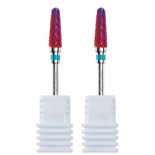 3/32" 2PCS Clean Cone Carbide Cuticle Cleaner Bit for Nail Prep & Cleaning - color: 008 Purple, size: M
