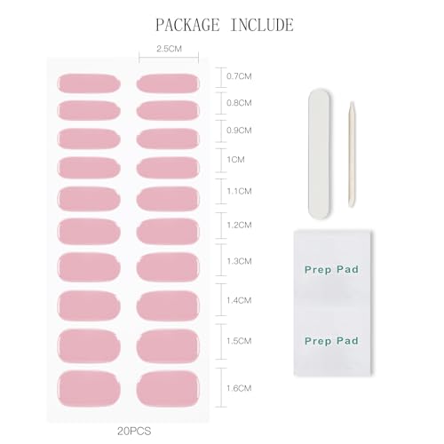 JMEOWIO Semi Cured Gel Strips Nail Art Sticker Wrap Cream Pink - color: Cream Pink