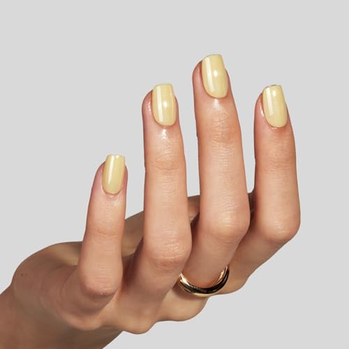 LAMIMOSA 32Pcs Chrome Butter Yellow Press On Nails Short Square, BUTTER - color: BUTTER