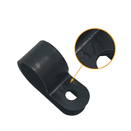 Cable Clamp R-Type Cable Clip Wire Clamp 1/2" Nylon Screw Mounting Cord Fastener Clips with Screws for Wire Management - 50 Pcs Cable Clamps + 50 Pcs Screws - size: 1/2"