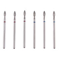6pcs Flame Cuticle Drill Bits, 3/32 Shank Pro Diamond Nail Bit Set - size: Flame