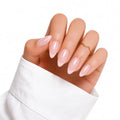 French Tip Press On Nails, 30PCS Almond Pink Nude Fake Nails - color: Light Pink Solid Nails