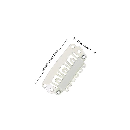 YANTAISIYU 24 pcs/lot 28mm 6-Teeth Metal Clips with Rubber U-Shape Snap Clips for Hair Extension Hairpiece (28mm Blonde) - color: Blonde, style: 28mm 24pcs U-shape