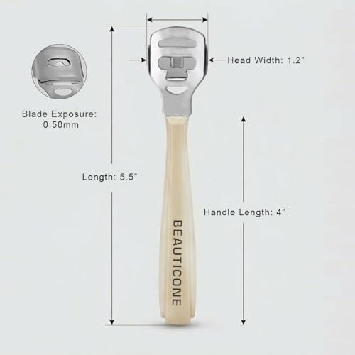 BEAUTICONE Professional Callus Shaver for Feet – Foot Scraper Pedicure Razor with Replaceable Blades – Hard Skin Remover for Cracked Heels & Dead Skin – Pedicure Foot Care Tool for Home & Salon Use - color: Off White