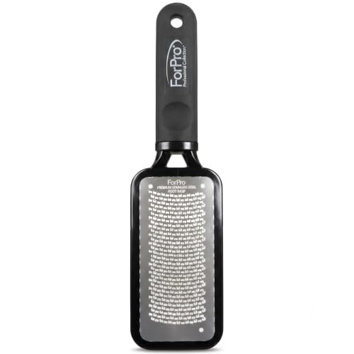 ForPro Professional Collection Premium Stainless Steel Foot Rasp, Colossal Foot File & Callus Remover, Instantly Removes Calluses & Smooths Cracked Heels, 10.75" L x 2.75" W, Black