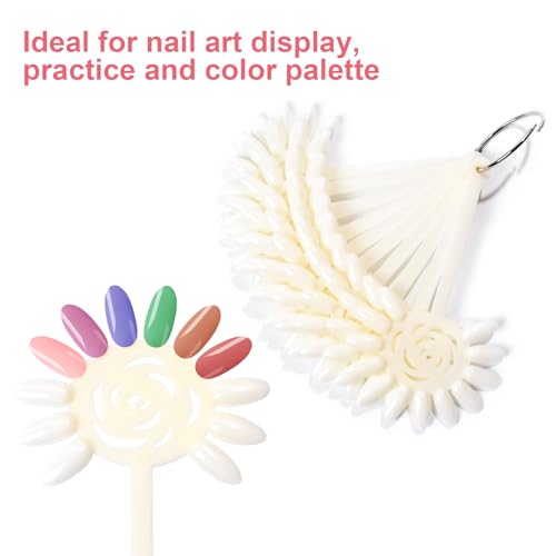 Nail Color Swatches 240 Tip Practice Sticks Wheel Natural and Clear - size: Floral