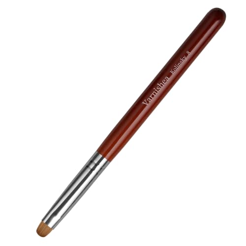 Kolinsky French Tip Nail Art Brush Solid Wood Handle Smooth Bristles for Precise Manicure Clean Up Professional Salon & Home DIY Manicure Tool Professional Nail Brush - Size 8, 1.0 Count